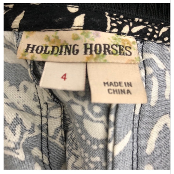 Anthropologie Holding Horses Suraja Tunic Dress Black Beige Paisley Size 4 - Picture 10 of 10